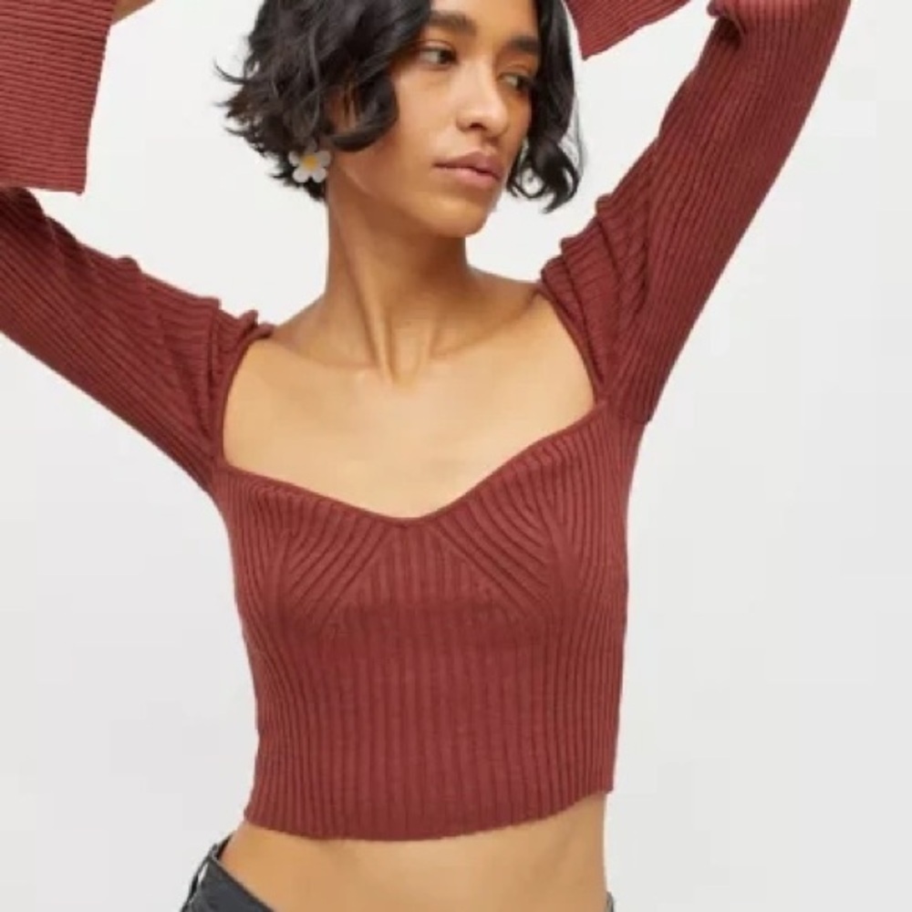 Urban Outfitters Juliet Portrait Sweater In Maroon - S - Picture 1 of 5